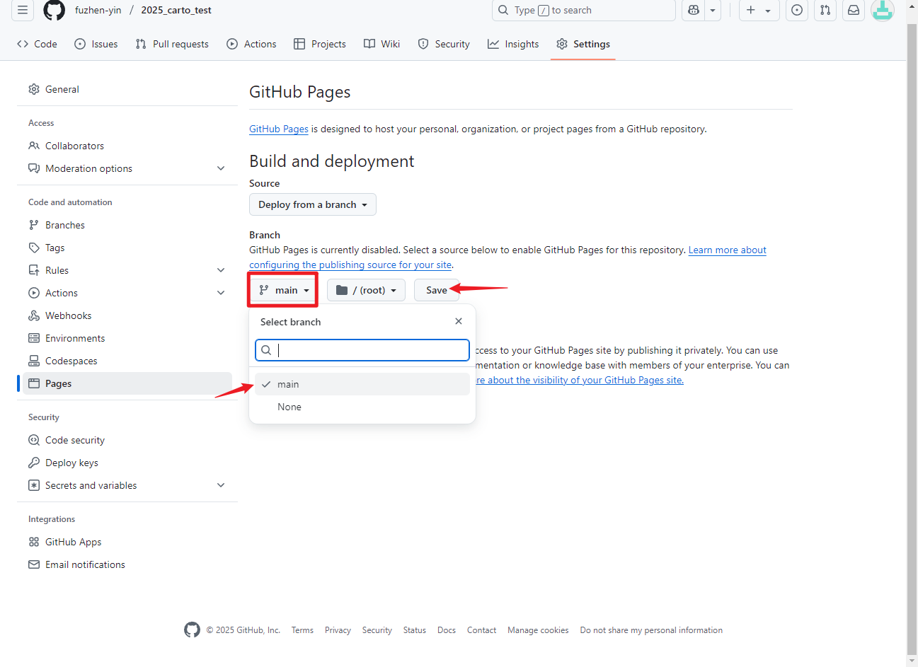 Figure 1.7: Configure GitHub Pages
