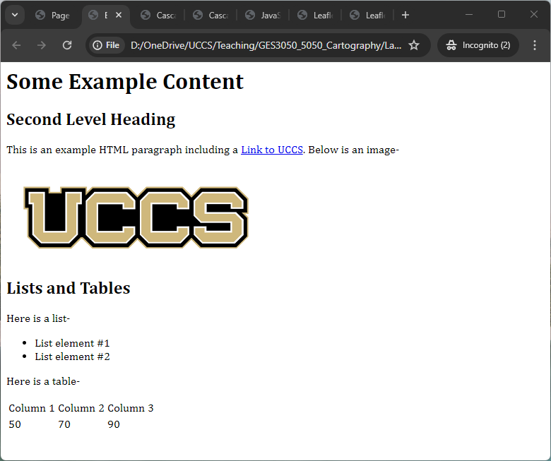 Figure 4.2: Screenshots of HTML Example 2