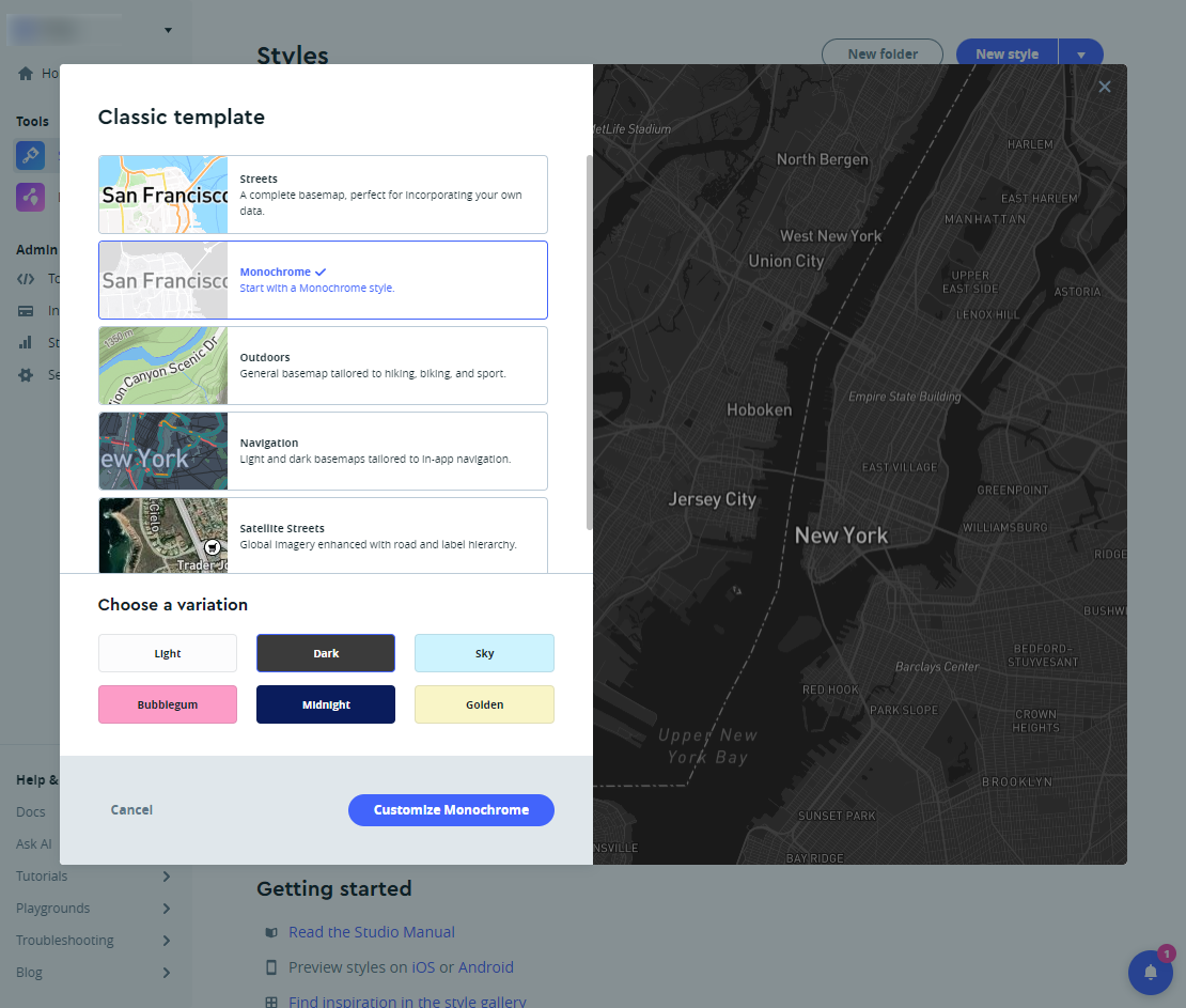Figure 5.9: Map Box - Examples of Classic Templates