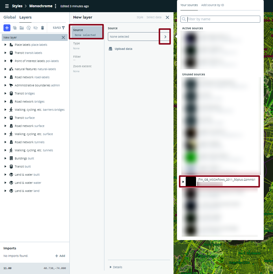 Figure 5.11: Map Box - Adding the Flow Data