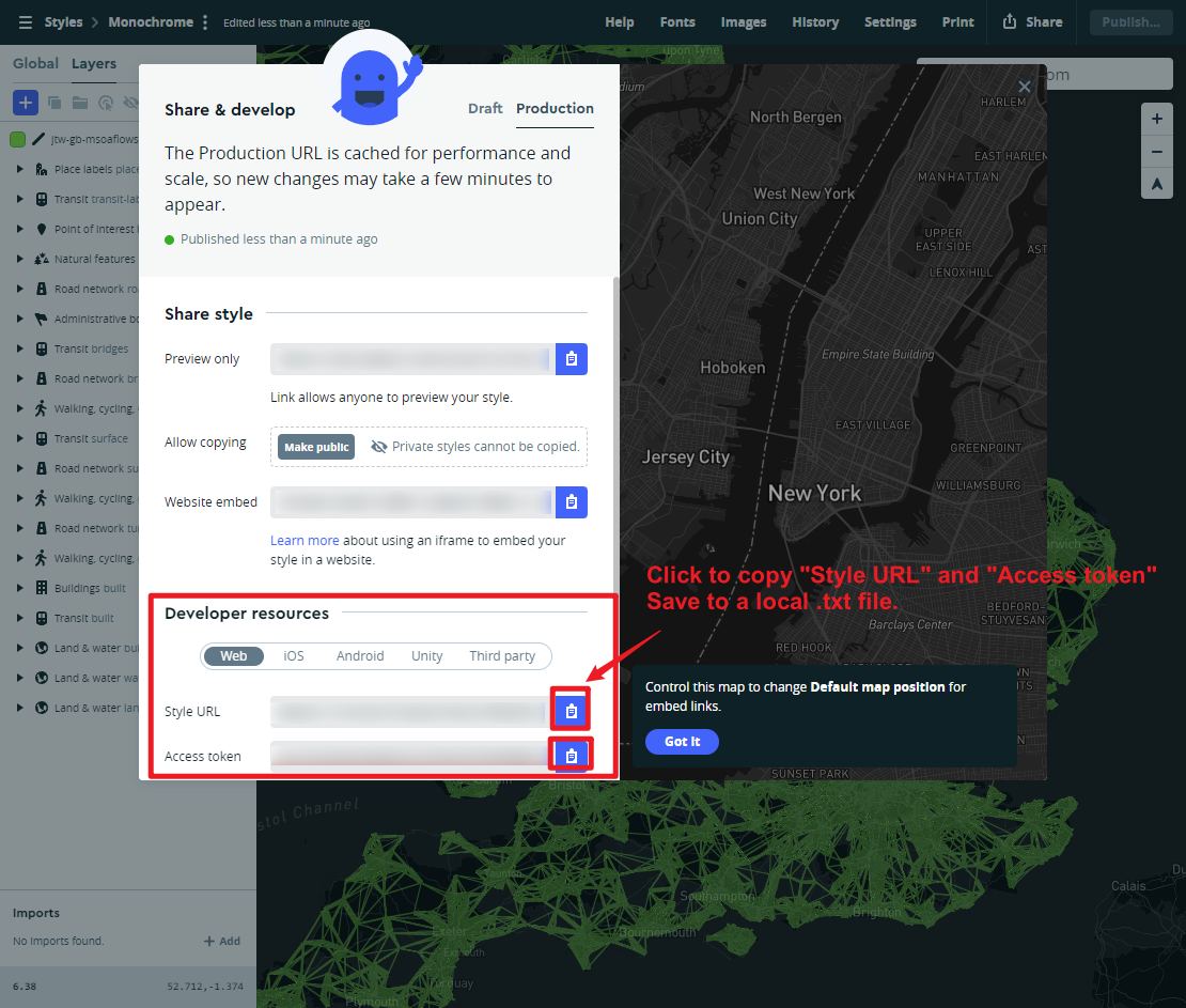 Figure 5.14: Map Box - Share to Obtain Developer Resources