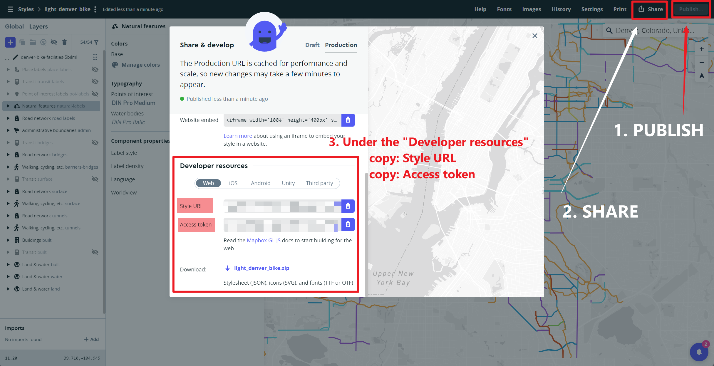 Figure 6.X: Map Box - Publish & Share to Obtain Developer Resources
