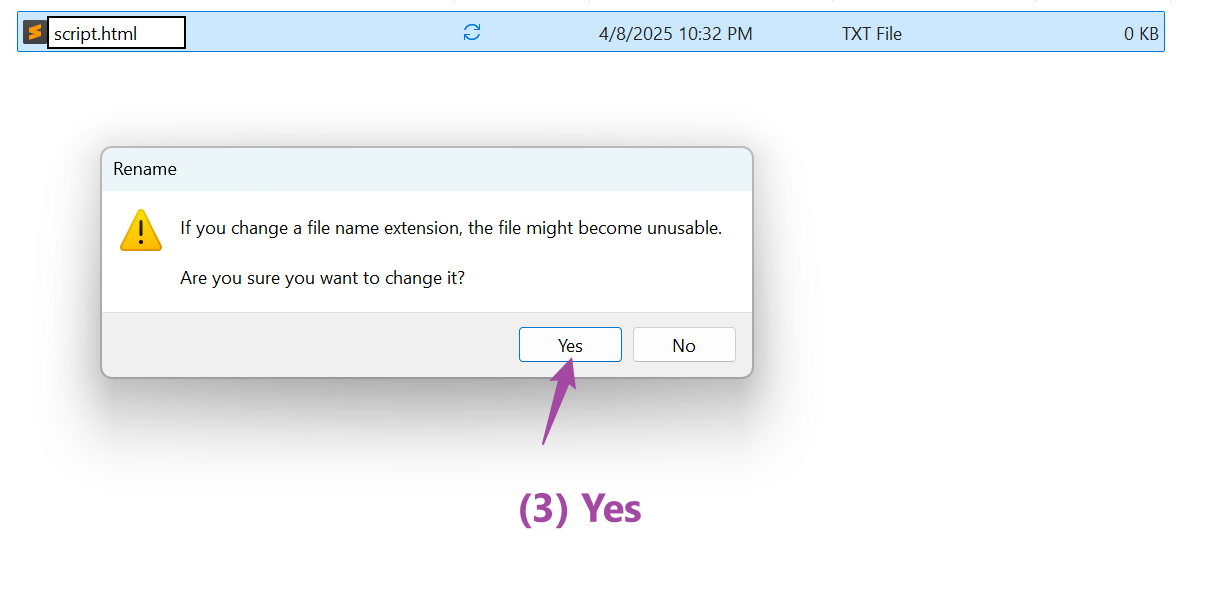 Figure 7.1: Creating a blank .html file (3): Yes!