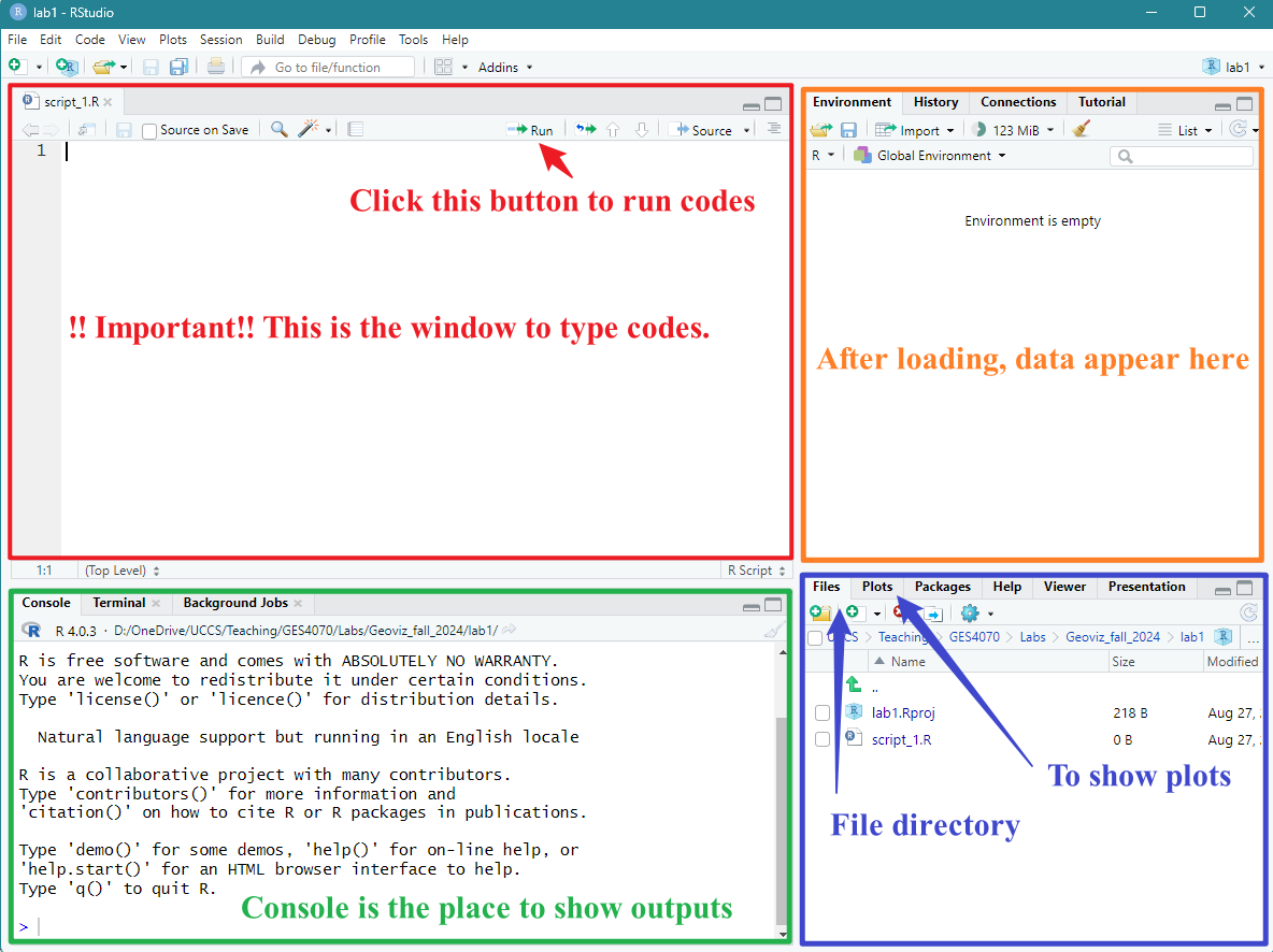 Figure 1.6: Interface after creating a new script