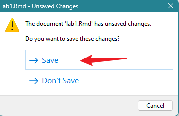 Figure 2.4: Close & Save an R Project