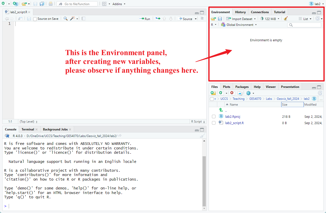 Figure 2.2: Monitoring the environment panel.